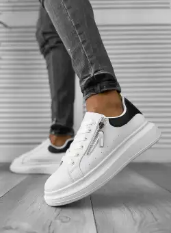Adidasi barbati casual albi cu negru K05 N10-1