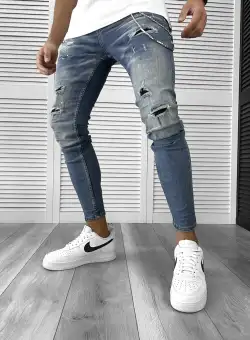 Blugi barbati conici albastri 8239 B7-3.3