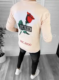 Bluza barbati roz pudra cu imprimeu pe spate K141 i3-2.2