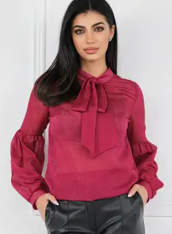 Bluza magenta cu insertii din fir lurex
