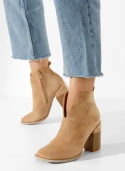 Botine cu toc gros Beires kaki