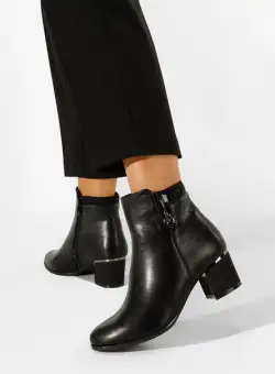 Botine cu toc gros negre Malia