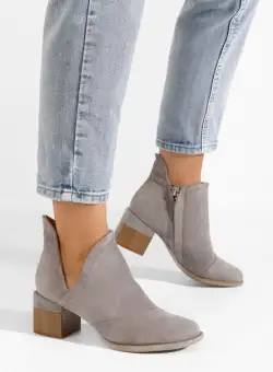 Botine cu toc gros Nivana gri
