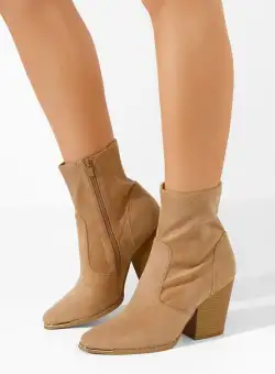 Botine cu toc gros Oviesa kaki