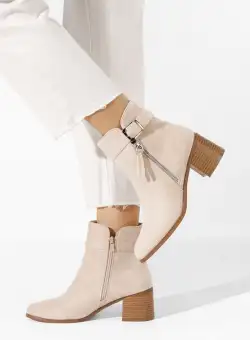 Botine cu toc gros Vogia bej