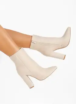 Botine cu toc Padrona V2 bej