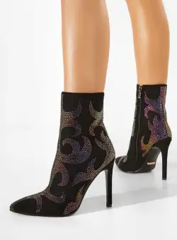 Botine elegante negre Meluna
