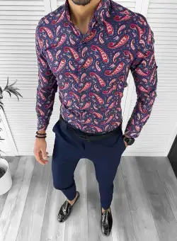 Camasa barbati bleumarin slim fit B1319 W15-1.2.3