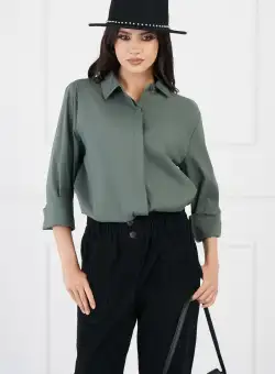 Camasa Monica kaki cu nasturi ascunsi