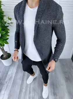 Cardigan barbati gri inchis slim fit ZR T3557 K14