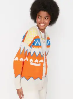 Cardigan dama portocaliu Amadrya