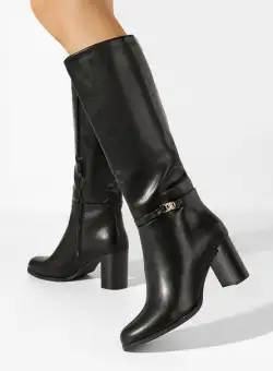 Cizme cu toc gros Klarissa negre