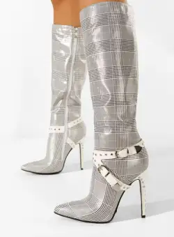 Cizme cu toc subtire Fereira gri