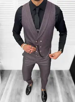 Compleu barbati Vesta + Pantaloni B5725 Lant si cravata cadou30-1