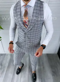 Compleu barbati Vesta + Pantaloni cu linii roze si verzi B4172 41-2