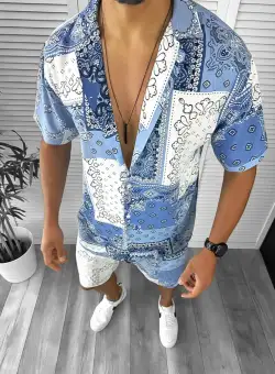 Compleu de vara camasa imprimeu + pantaloni 12753 O2-4.3