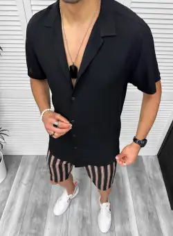 Compleu de vara camasa imprimeu + pantaloni 13107