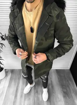 Geaca barbati de iarna PARKA ARMY Imblanita 888