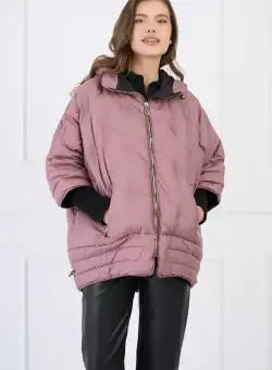Geaca din fas oversize roz cu maneci negre din tricot