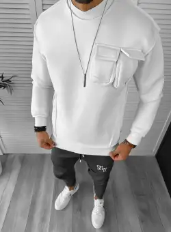 Hanorac barbati slim fit alb K156 i8-5