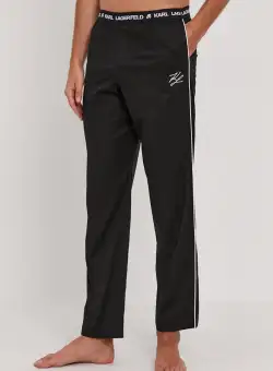 Karl Lagerfeld Pantaloni de pijama bărbați, culoarea negru, cu imprimeu