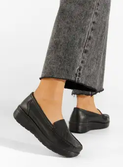 Mocasini dama piele negri Ciela