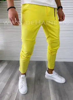 Pantaloni barbati casual regular fit galbeni CU MIC DEFECT DEF410 D4-4.2