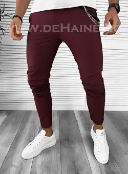 Pantaloni barbati casual regular fit grena 9886 F7-4