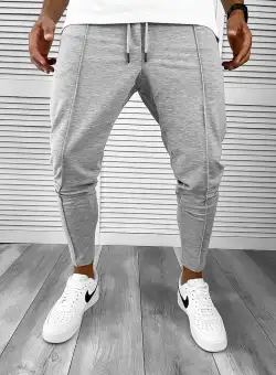 Pantaloni de trening gri deschis conici 12166 D5-2.4
