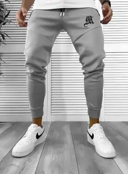 Pantaloni de trening gri silon conici 12375 26-5
