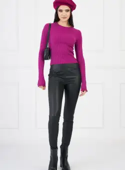 Pantaloni Diana negri din piele ecologica