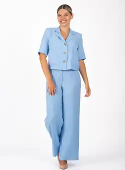 Pantaloni LaDonna bleu lejeri cu buzunare