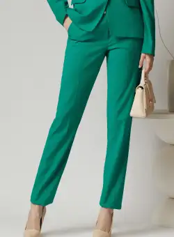 Pantaloni office din stofa verzi cu buzunare