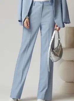 Pantaloni office din viscoza bleu