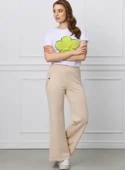 Pantaloni sport bej evazati