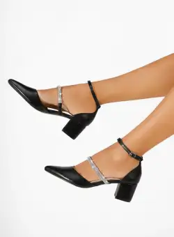 Pantofi cu toc gros eleganti Araya negri