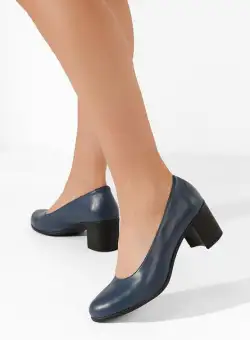 Pantofi cu toc gros piele Dalida navy