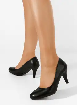 Pantofi cu toc subtire Raisa negri