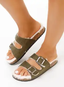 Papuci de casa dama Testa kaki