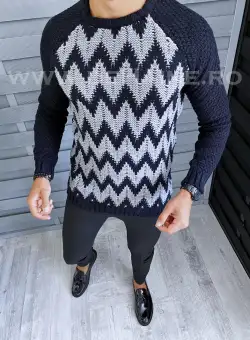 Pulover barbati gros slim fit bleumarin T3613 12-6