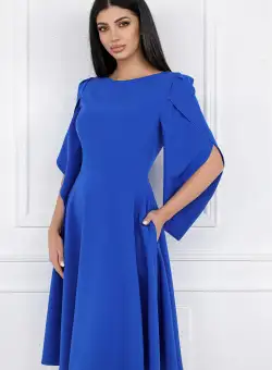 Rochie albastra cu maneci evazate