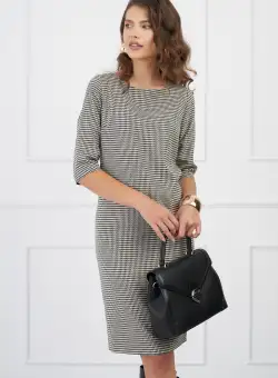 Rochie Dora cu imprimeu pepit alb-negru