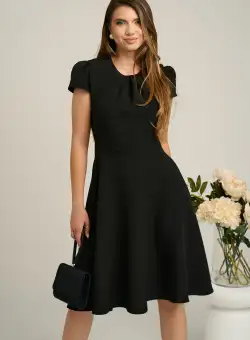 Rochie DY Fashion eleganta din stofa neagra cu spatele gol