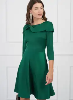 Rochie DY Fashion verde cu guler maxi tip funda
