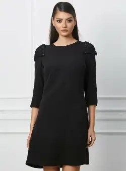 Rochie Ella Collection Anica neagra cu paiete si decupaje la umeri