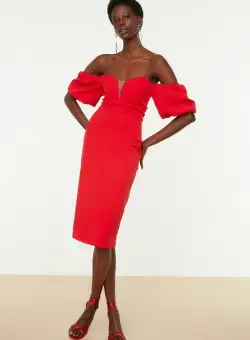 Rochie midi rosie Luscious