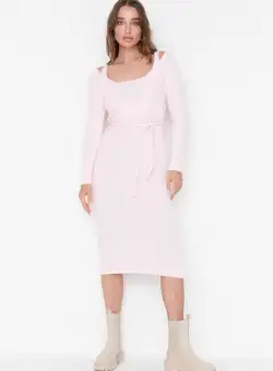 Rochie midi roz Elda