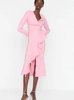 Rochie midi roz Narcisa