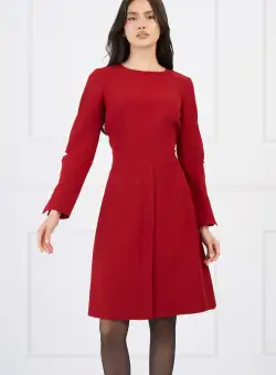 Rochie Moze office din stofa rosie cu mansete maxi