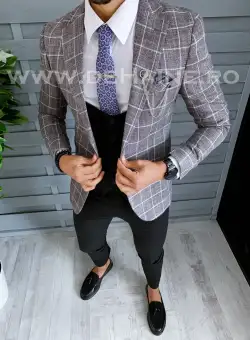 Sacou barbati in carouri slim fit B1543 D3-3.1